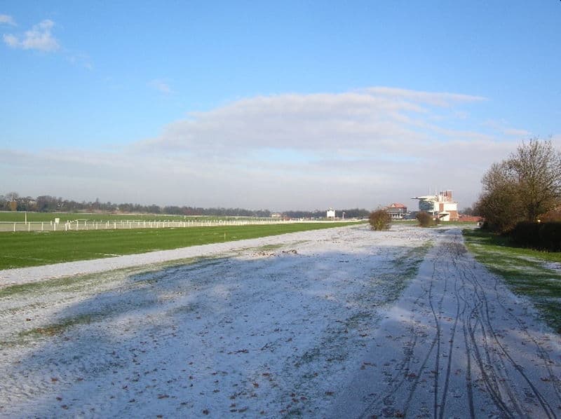 racecourse covered in snow winter christmas